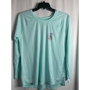 Altered Latitudes Womens XL Aqua Ice Cream Palm Tree Graphic Long Sleeve Shirt